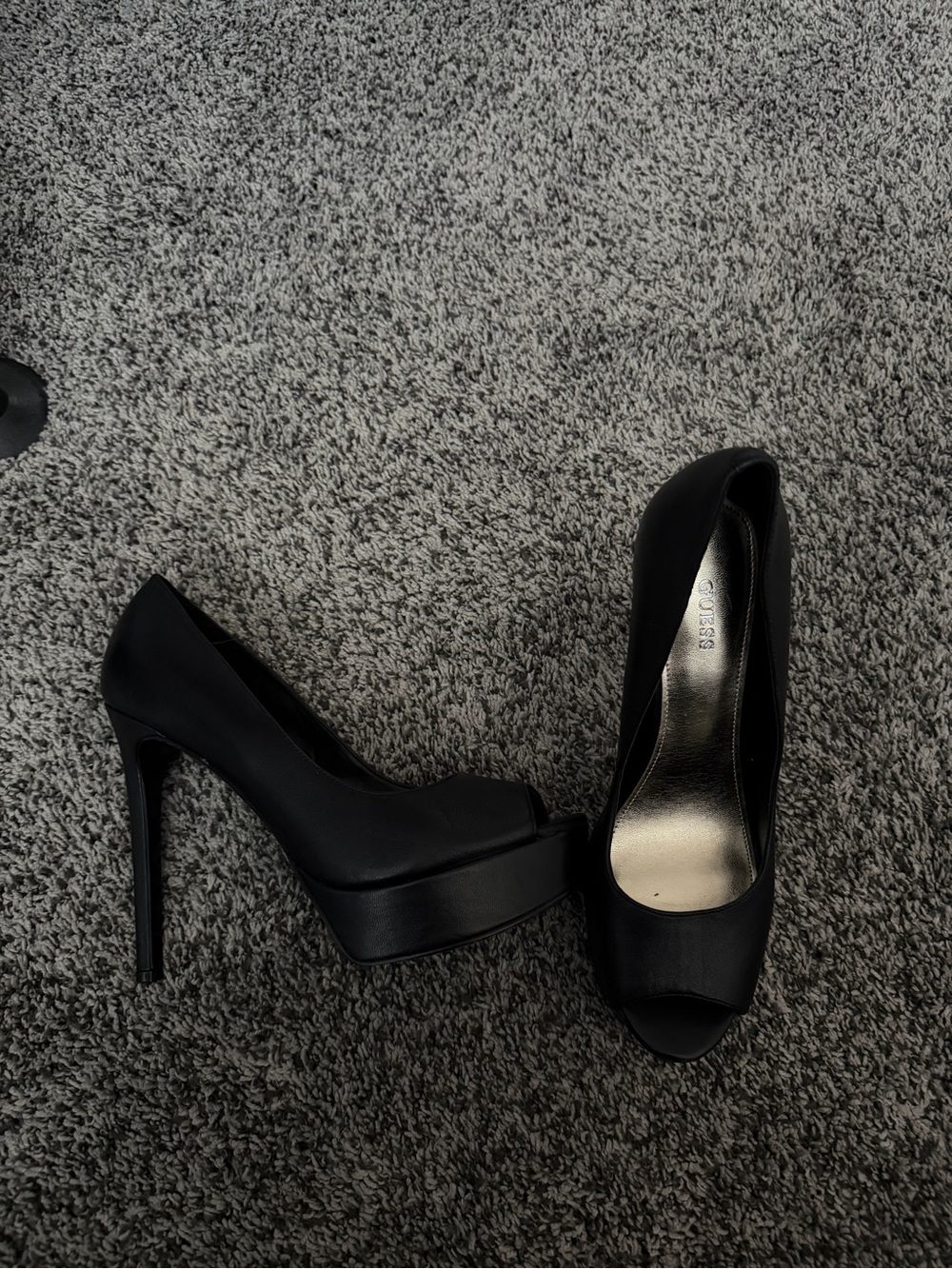 Guess Black Peep-Toe Platform Pumps